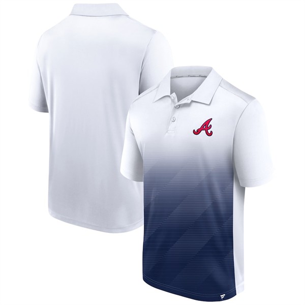 Men's Atlanta Braves White/Navy Iconic Parameter Sublimated Polo